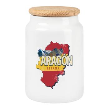 Aragonien Region in Spanien mit Landkarte Souvenir - Keksdose mit Holzdeckel - Weiß - Vorne