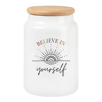 Believe in yourself Sonnenaufgang Regenbogen - Keksdose mit Holzdeckel - Weiß - Vorne