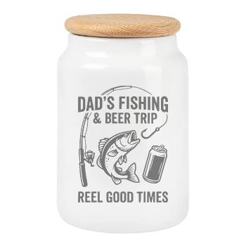 DADS FISHING AND BEER TRIP REEL GOOD TIMES - Cookie Jar with Wooden Lid - white - Front