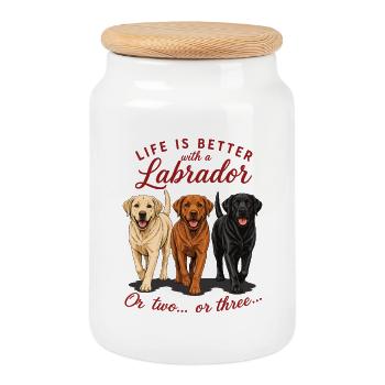 Life Is Better With A Labrador Hund Shirt - Keksdose mit Holzdeckel - Weiß - Vorne