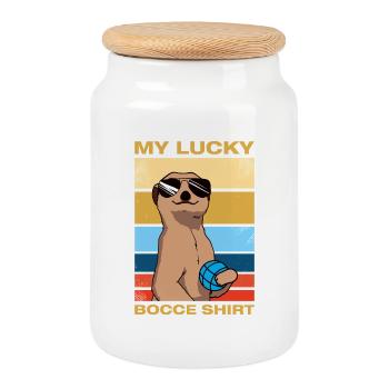 My lucky bocce Petanque Boule Boulespieler - Keksdose mit Holzdeckel - Weiß - Vorne