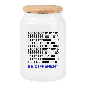 Be Different: Binäres Muster mit Botschaft - Keksdose mit Holzdeckel - Weiß - Vorne