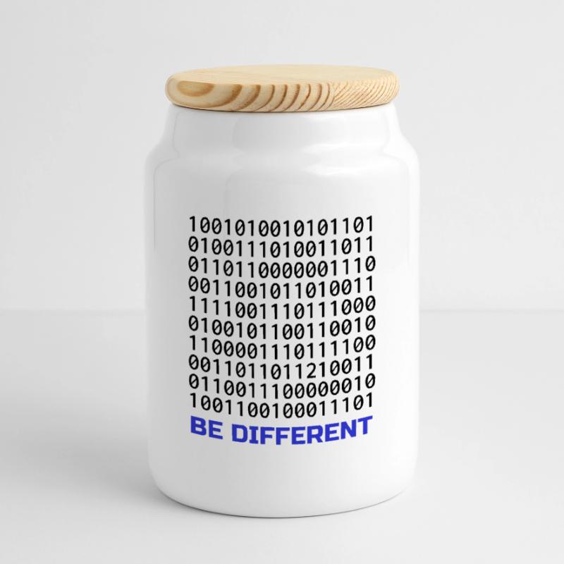 Be Different: Binary Pattern with Message Cookie Jar with Wooden Lid
