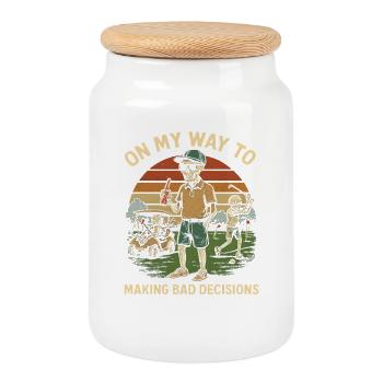 Golf Humor On My Way To Making Bad Decisions  - Keksdose mit Holzdeckel - Weiß - Vorne