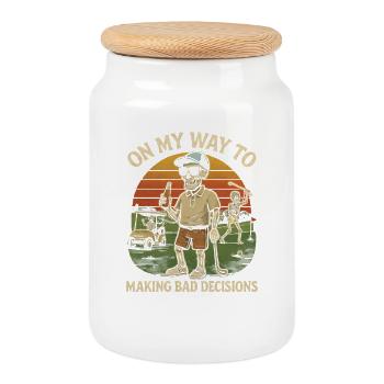 Golf Humor On My Way To Making Bad Decisions  - Keksdose mit Holzdeckel - Weiß - Vorne