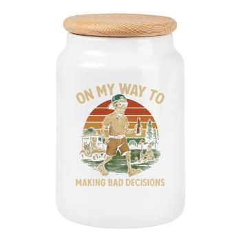 Golf Humor On My Way To Making Bad Decisions  - Keksdose mit Holzdeckel - Weiß - Vorne
