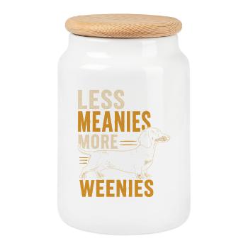 Weniger Gemein Mehr Weenies - Keksdose mit Holzdeckel - Weiß - Vorne
