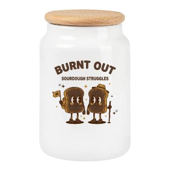 sourdough Burnt Out Sourdough Struggles bread - Cookie Jar with Wooden Lid - white - Front