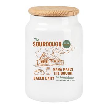 Ère du levain de pain au - Boîte à biscuits avec couvercle en bois - blanc - Devant