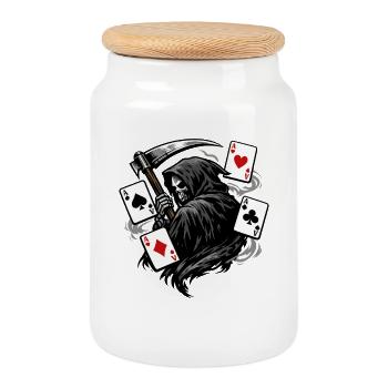 Motif de la Sombre Fantasy Joueur de Poker Faucheur - Boîte à biscuits avec couvercle en bois - blanc - Devant