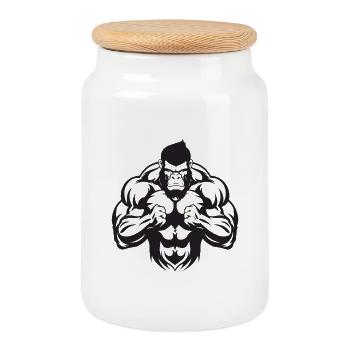 Musculation Gorilla - Boîte à biscuits avec couvercle en bois - blanc - Devant