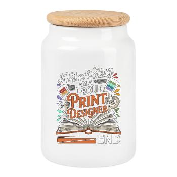 Designer d’impression : Un designer créatif de nouvelles - Boîte à biscuits avec couvercle en bois - blanc - Devant