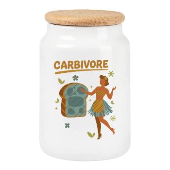 sourdough Bread Baking Baker CARBIVORE Sourdough - Cookie Jar with Wooden Lid - white - Front