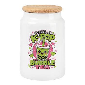 T-shirt K-Pop bubble tea Boba Kawaii - Boîte à biscuits avec couvercle en bois - blanc - Devant