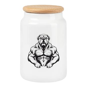 Dog Bodybuilding - Cookie Jar with Wooden Lid - white - Front