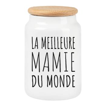 Meilleure Mamie Monde - Boîte à biscuits avec couvercle en bois - blanc - Devant