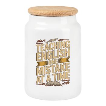 ESL Teacher Teaching English One Language Teacher - Keksdose mit Holzdeckel - Weiß - Vorne