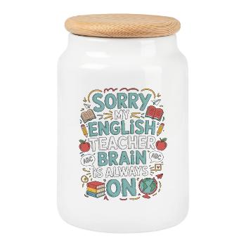 ESL Teacher Sorry My English Teacher ESL Educator - Keksdose mit Holzdeckel - Weiß - Vorne