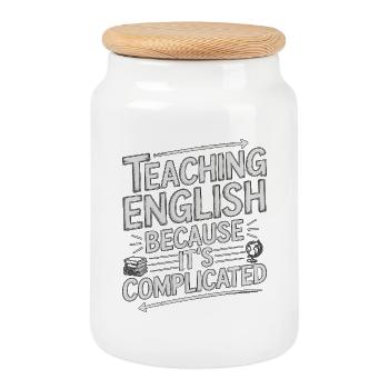 Enseignant d’ESL enseignant l’anglais parce qu’enseignant en ESL - Boîte à biscuits avec couvercle en bois - blanc - Devant
