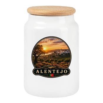 Alentejo Portugal Vintage Reisen Geheimtipp  - Keksdose mit Holzdeckel - Weiß - Vorne