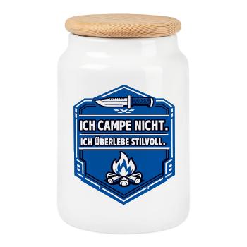 Ich mag halt Camping - Keksdose mit Holzdeckel - Weiß - Vorne