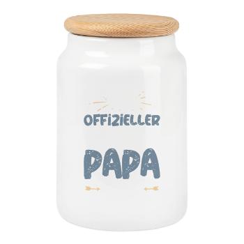 Official Dachshund Dad - Cookie Jar with Wooden Lid - white - Front