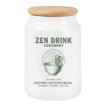 Zen Drink Ceremony Everything Is Better With - Cookie Jar with Wooden Lid - white - Front