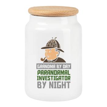 ghost hunting paranormal ghost hunter - Cookie Jar with Wooden Lid - white - Front