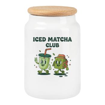 Eiskaffer-Matcha-Club Grüner Tee Matcha-Liebhaber Lustig - Keksdose mit Holzdeckel - Weiß - Vorne