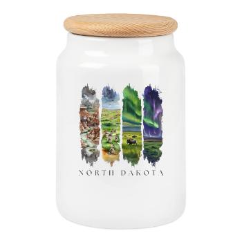 Badlands de voyage du Dakota du Nord et État du Jardin de la Paix - Boîte à biscuits avec couvercle en bois - blanc - Devant