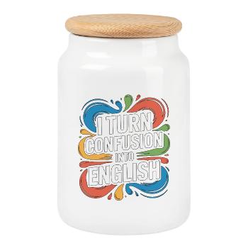 ESL Teacher I Turn Confusion Into English Teacher - Keksdose mit Holzdeckel - Weiß - Vorne