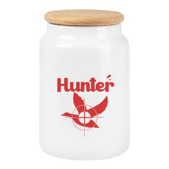 Duck Hunting Hunter Duck Hunting - Cookie Jar with Wooden Lid - white - Front