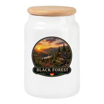 Schwarzwald Wandern Natur Landschaft Wassermühle - Keksdose mit Holzdeckel - Weiß - Vorne