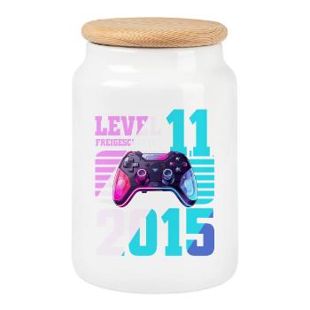 11. Geburtstag Gaming Gamer - Keksdose mit Holzdeckel - Weiß - Vorne