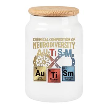 Neurodiversity Autism Chemistry Periodic Table - Cookie Jar with Wooden Lid - white - Front