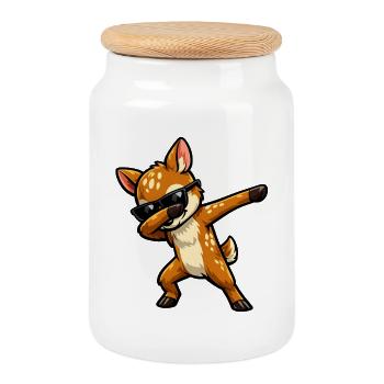 Dab du faon - Boîte à biscuits avec couvercle en bois - blanc - Devant