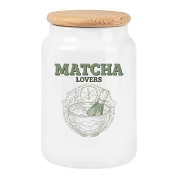 Amateurs de matcha thé vert Matcha Thé Bowl de matcha - Boîte à biscuits avec couvercle en bois - blanc - Devant