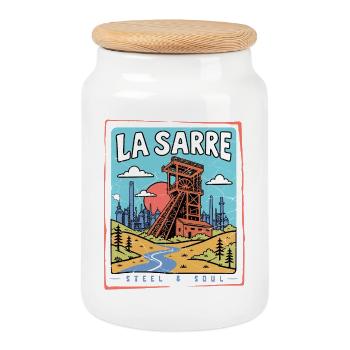 Saarland - La Sarre Stahl & Seele - Keksdose mit Holzdeckel - Weiß - Vorne