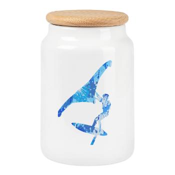 Wing Surf Wingsurfing Hommes colorés Wingfoil - Boîte à biscuits avec couvercle en bois - blanc - Devant