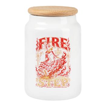 Flamenco Fire In Every Step - Cookie Jar with Wooden Lid - white - Front