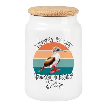 Fou-de-rouge - Boîte à biscuits avec couvercle en bois - blanc - Devant