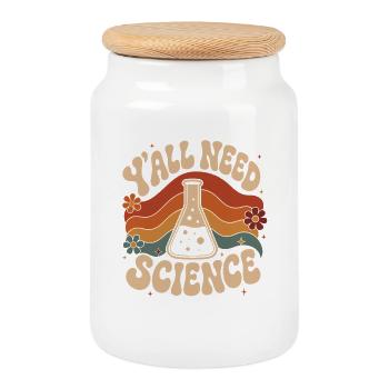 Yall Need Science - Cookie Jar with Wooden Lid - white - Front