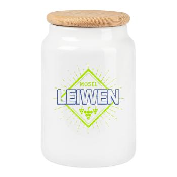 Leiwen an der Mosel Retro Weintrauben Souvenir - Keksdose mit Holzdeckel - Weiß - Vorne