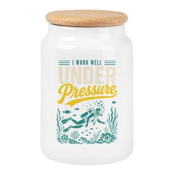 Chemise de plongeur sous pression - Boîte à biscuits avec couvercle en bois - blanc - Devant