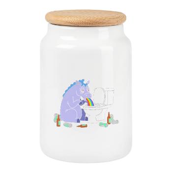 Klo Licorne Arc-en-ciel - Boîte à biscuits avec couvercle en bois - blanc - Devant