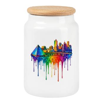 Art dégoulinant de Memphis Tennessee - Boîte à biscuits avec couvercle en bois - blanc - Devant