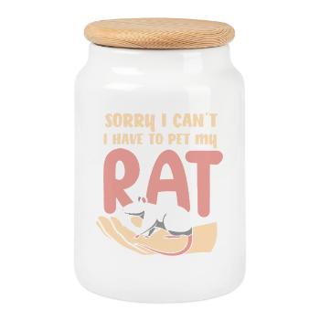 Rat, house rat, rat owner, rat lover - Cookie Jar with Wooden Lid - white - Front
