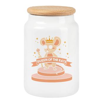 Rat, house rat, rat owner, rat lover - Cookie Jar with Wooden Lid - white - Front