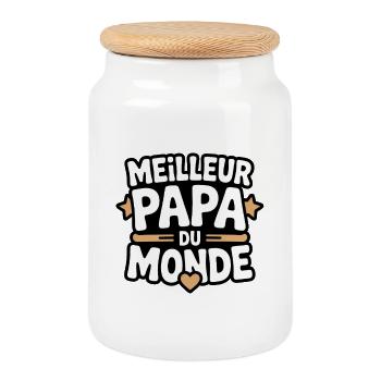 World's Best Dad - Father's Day - Cookie Jar with Wooden Lid - white - Front