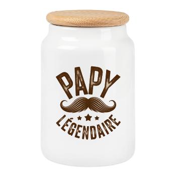 Papy Légendaire Fête des Pères - Boîte à biscuits avec couvercle en bois - blanc - Devant